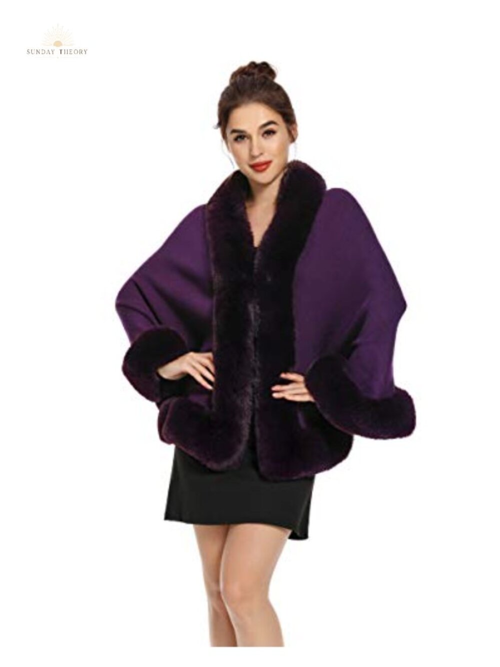 Women Winter Faux Fur Shawl Stole Knitted Acrylic Wrap Pashmina